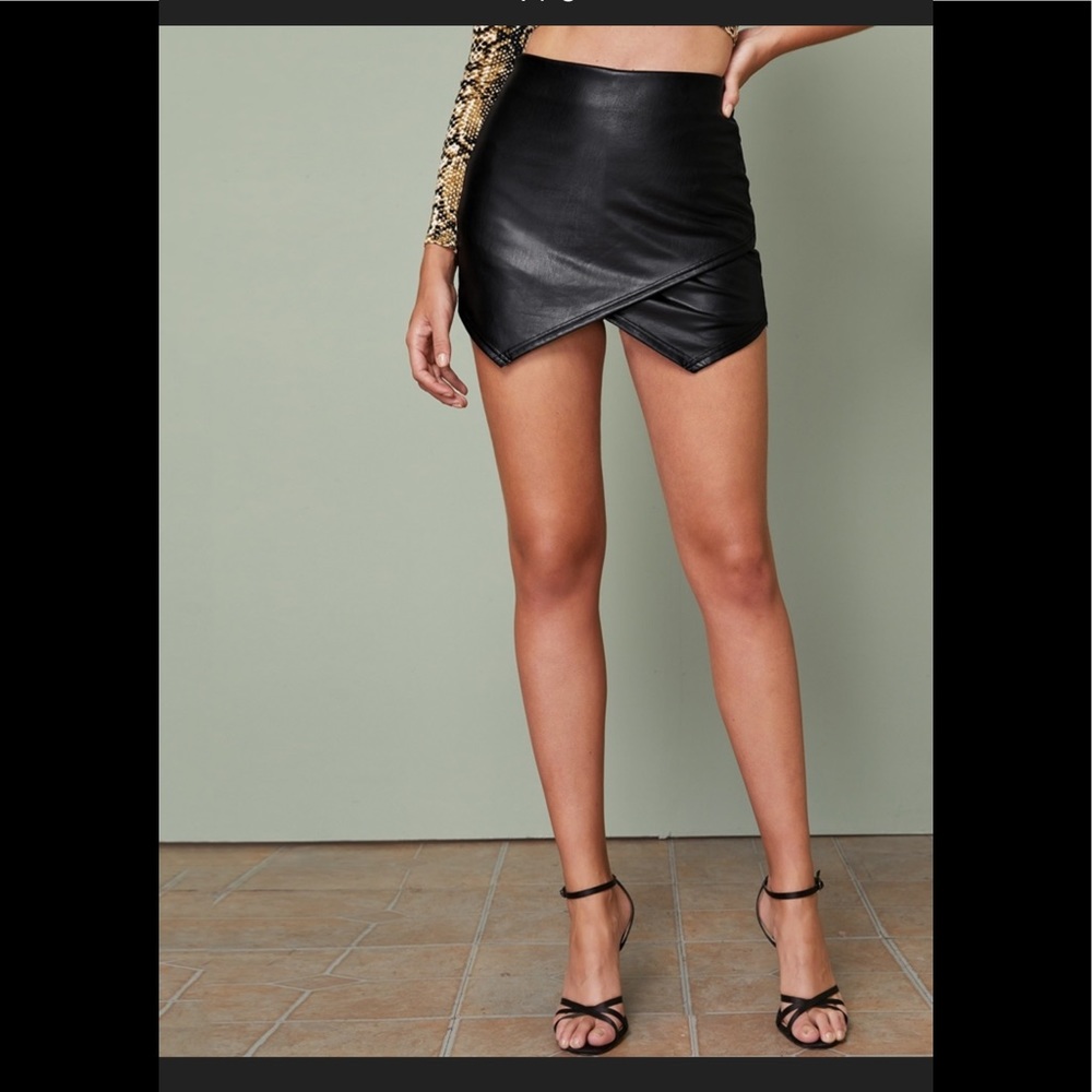 Asymmetrical Faux Leather Skort